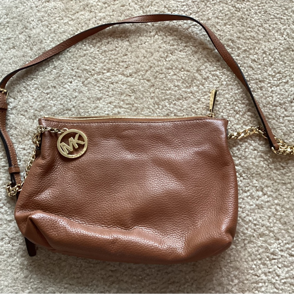 Michael Kors Brown Crossbody Bag with Polished Leather